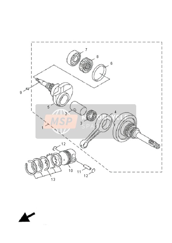 Yamaha XC125 CYGNUS X 2008 Vilebrequin & Piston pour un 2008 Yamaha XC125 CYGNUS X